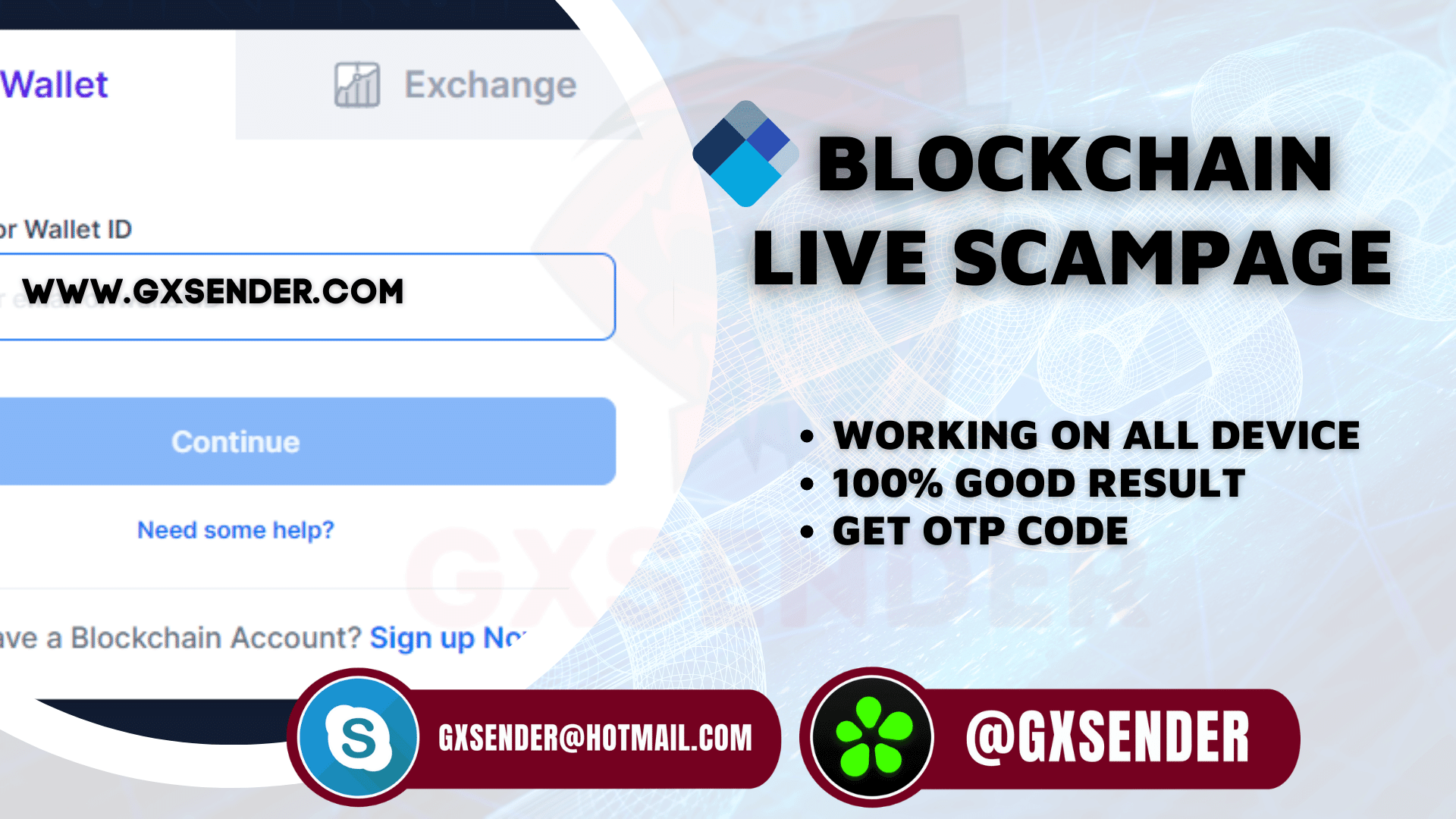 Blockchain Live Scam page
